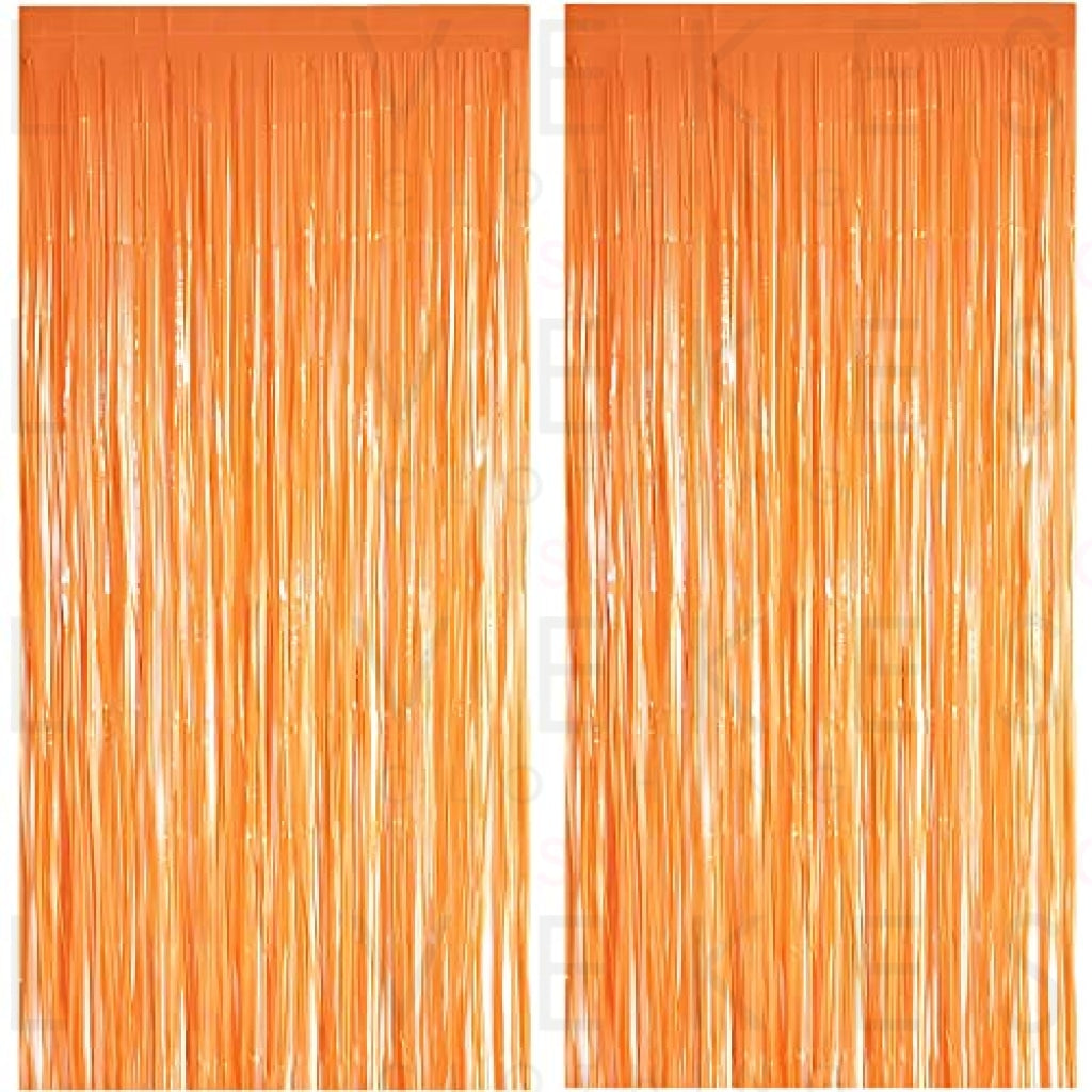 Orange Tinsel Curtain Party Backdrop - GREATRIL Foil Fringe Curtain Party Streamers for Fall/Thanksgiving Day/Birthday/Doorway/Christmas/Coco Theme/Halloween/Day of The Dead Party Decorations 2 Packs