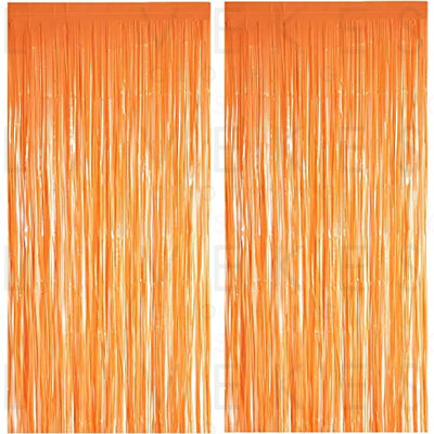 Orange Tinsel Curtain Party Backdrop - GREATRIL Foil Fringe Curtain Party Streamers for Fall/Thanksgiving Day/Birthday/Doorway/Christmas/Coco Theme/Halloween/Day of The Dead Party Decorations 2 Packs