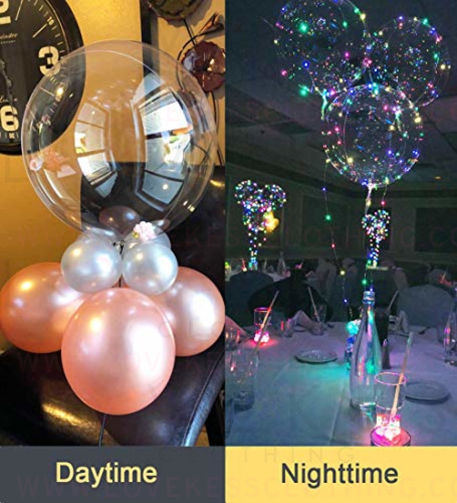 LED Balloons 10 Pack, Light Up Balloons 20 Inches Clear Helium Bobo Balloons, Glow Bubble Balloons with String Lights for Valentines Day Halloween Christmas Wedding Birthday Party Decoration