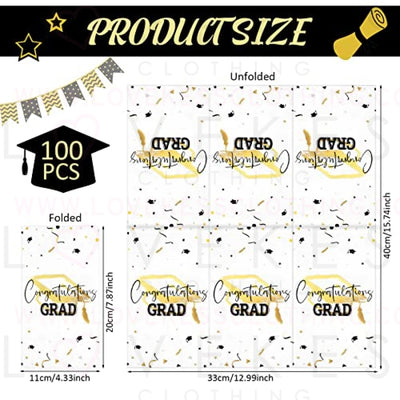 100 Sheets Graduation Party Napkins Disposable Congratulation Grad Beverage Cocktail Napkins Paper Towels for 2023 Graduation Celebration Party Supplies Table Decorations (Black and Gold)