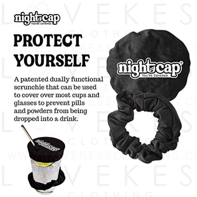 NightCap Drink Cover Scrunchie- The Drink Spiking Prevention Scrunchie As Seen on Shark Tank- Black
