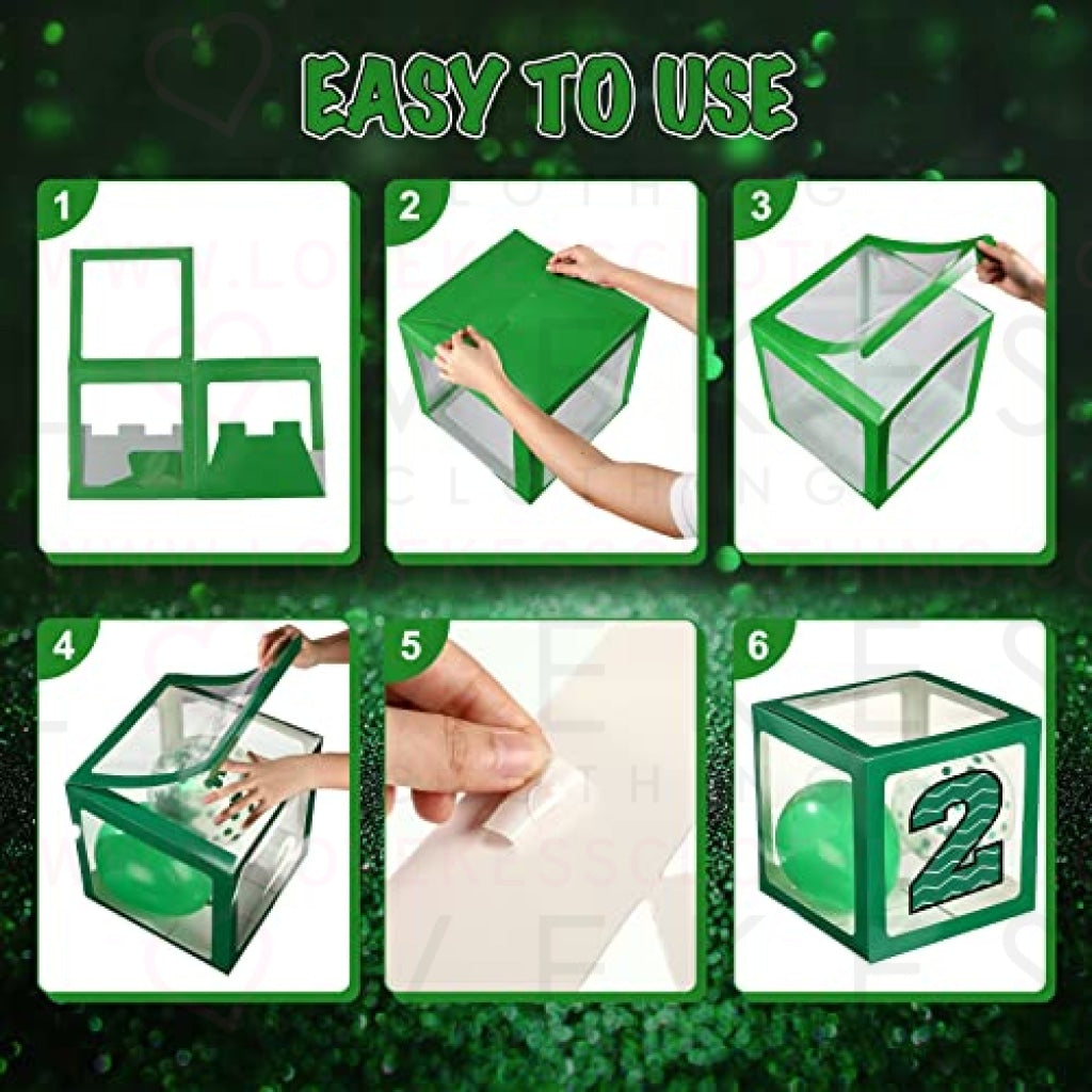Graduation Box Decorations with Balloon and LED Light Strings Congrats 2023 Grad Party Supplies Proud of You Balloon Boxes for Class of 2023 School College Party Decor, 44 Pieces (Green)