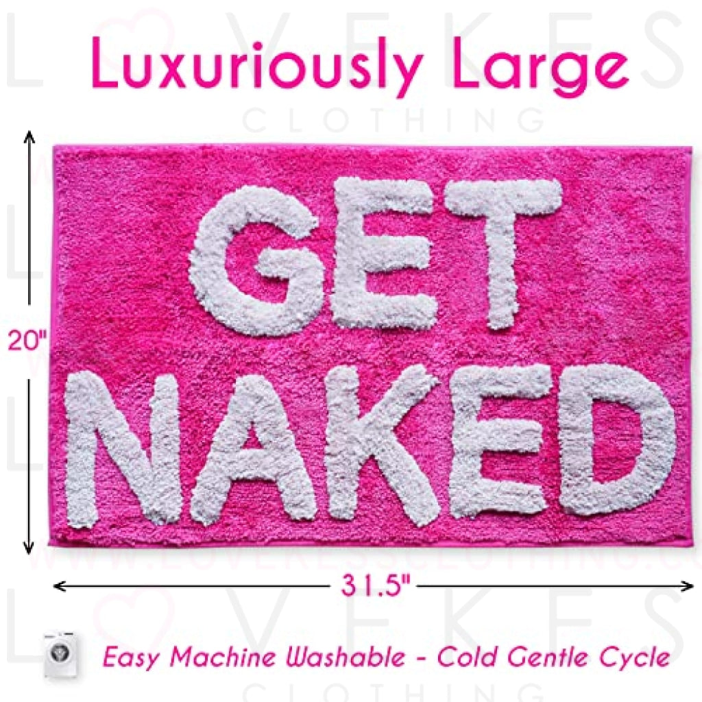 LoveKess Clothing - Get Naked Bath Mat Hot Pink Funny Cute