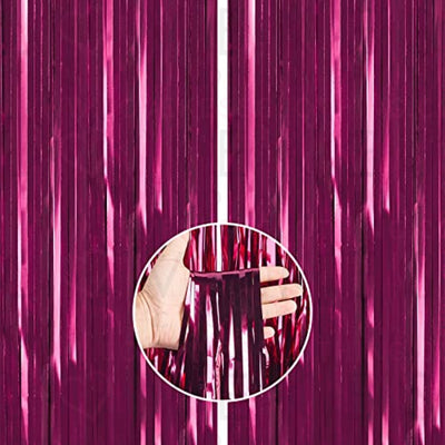 PartyWoo Retro Burgundy Foil Curtain 2 pcs, 3.3x6.6 ft Burgundy Red Tinsel Curtains, Backdrop Curtain, Foil Fringe Curtains, String Curtain, Birthday Decorations, Party Backdrop, Wedding Backdrop