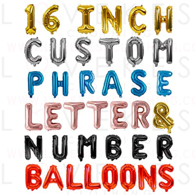 Letter Balloons - Custom Phrase 16 Inch Custom Balloon Letters Alphabet & Number Foil Balloons - Letter Balloon Banner for Birthday, Party, Baby Shower - Gold, Silver, Rose Gold, Red, Blue & Black