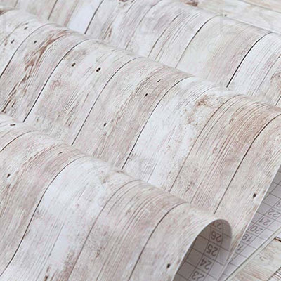 Wood Wallpaper 17.71" X 118" Self-Adhesive Removable Wood Peel and Stick Wallpaper Decorative Wall Covering Vintage Wood Panel Interior Film Wood Wallpaper