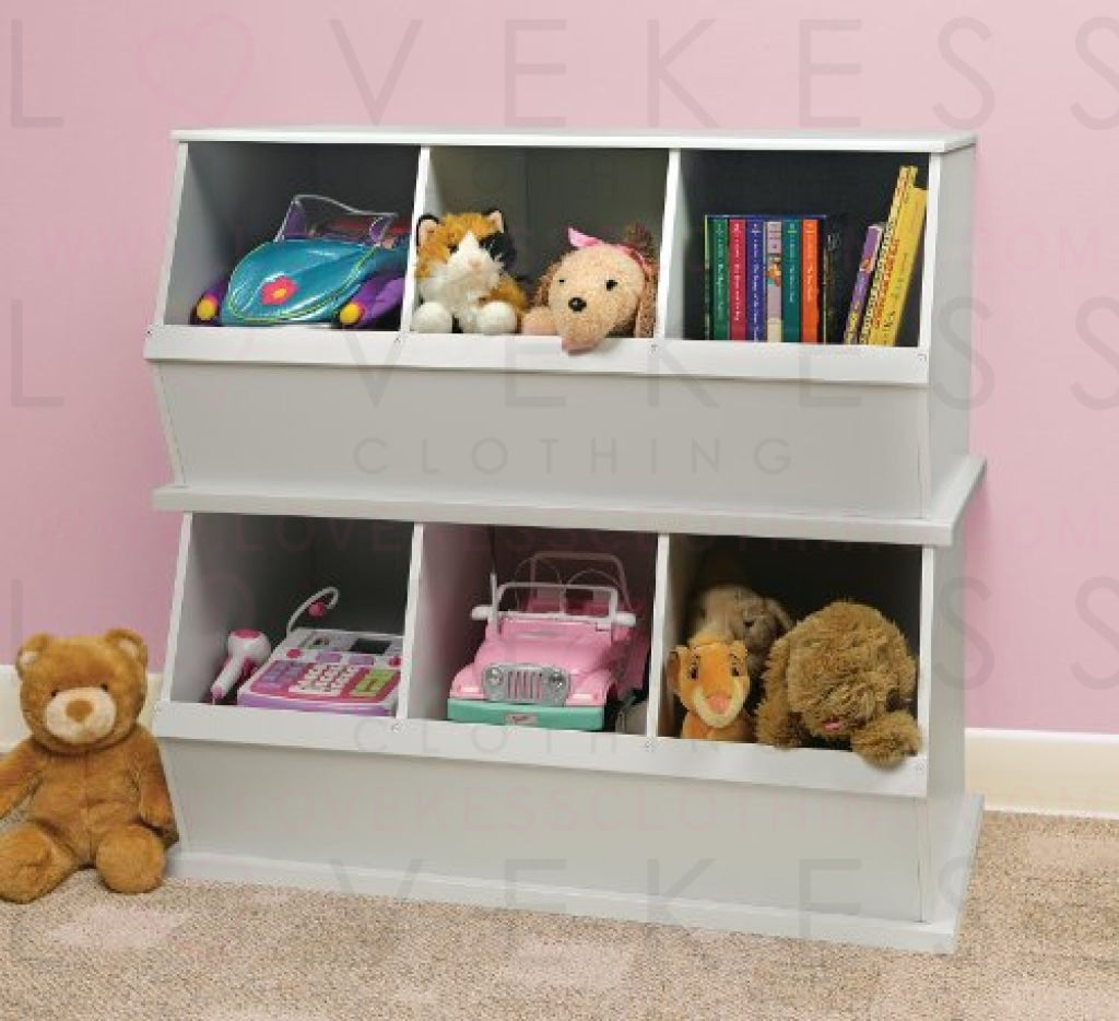 Stackable Wooden 3 Bin Open Storage Toy Organizing Cubby