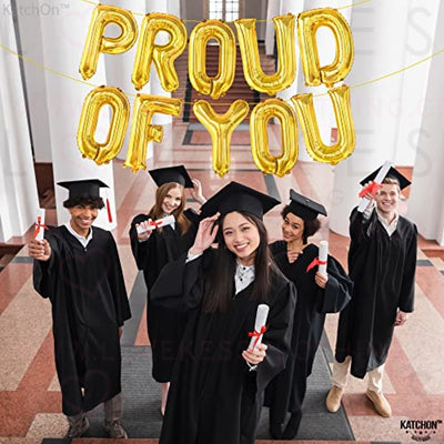 KatchOn, Gold Proud of You Balloons - 16 Inch | Proud of You Banner, Congratulation Balloons for Gold Graduation Decorations Class of 2023 | Gold Graduation Balloons 2023, Congratulations Decorations