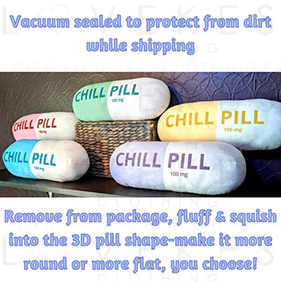 MRJ Products Chill Pill Pillow - Preppy Cute Trendy Room Decor Aesthetic Throw Pillows, College Dorm Teenager Y2K Teacher Doctor Nurse Lawyer Student Friend Sister Birthday for her