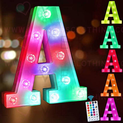 Colorful Light up Letters Led Marquee Letter Lights with Remote 18 Colors Letters with Lights for Wedding Birthday Party Lamp Christmas Home Bar Decoration - Diamond Design Battery Powered - A