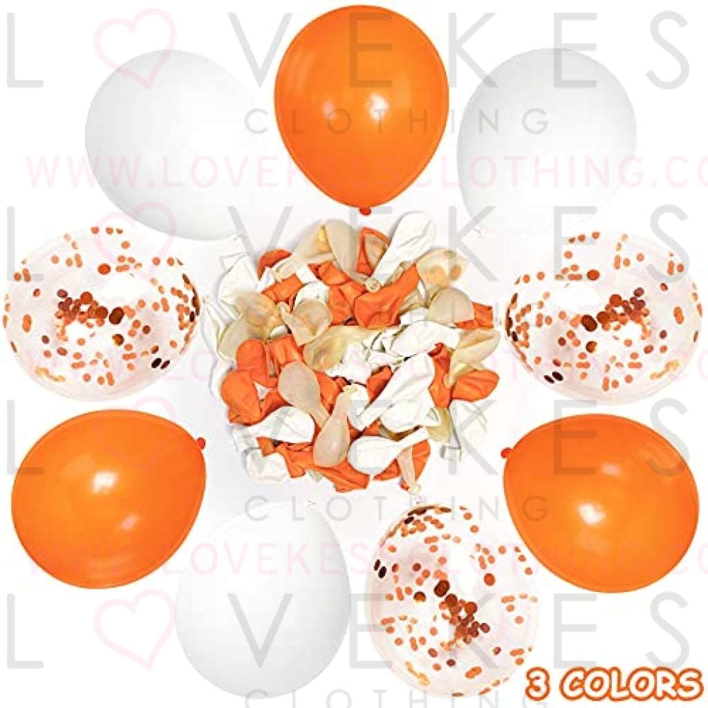 100pcs 12Inch Orange Balloons, Orange Pumpkin Balloons, Orange White Confetti Latex Thanksgiving Day Party Balloons for Autumn Thanksgiving Birthday Wedding Baby Shower Party Decorations Supplies