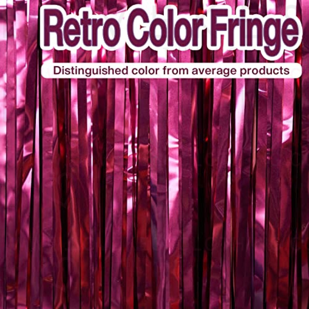 PartyWoo 2 pcs Purple Foil Fringe Curtain, Metallic Tinsel Fringe Back