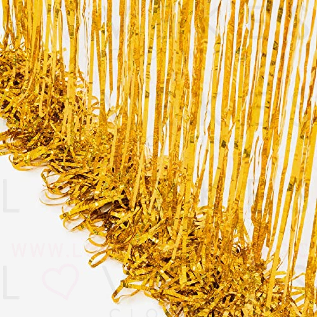 Gold Foil Curtain Party Backdrop - GREATRIL Foil Fringe Tinsel Curtain Party Decor Photo Booth Streamers Backdrop for Birthday Theme Party Decorations - 1m x 2.5m - Pack of 2