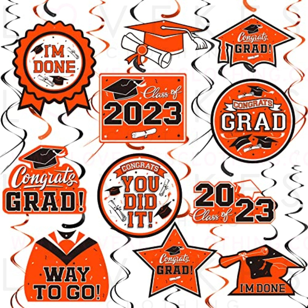 31 Pieces Graduation Party Supplies, 2023 Graduation Hanging Swirl Congrats Grad and Graduation Party Decorations(Orange, Black)
