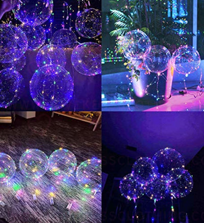 LED Balloons 10 Pack, Light Up Balloons 20 Inches Clear Helium Bobo Balloons, Glow Bubble Balloons with String Lights for Valentines Day Halloween Christmas Wedding Birthday Party Decoration