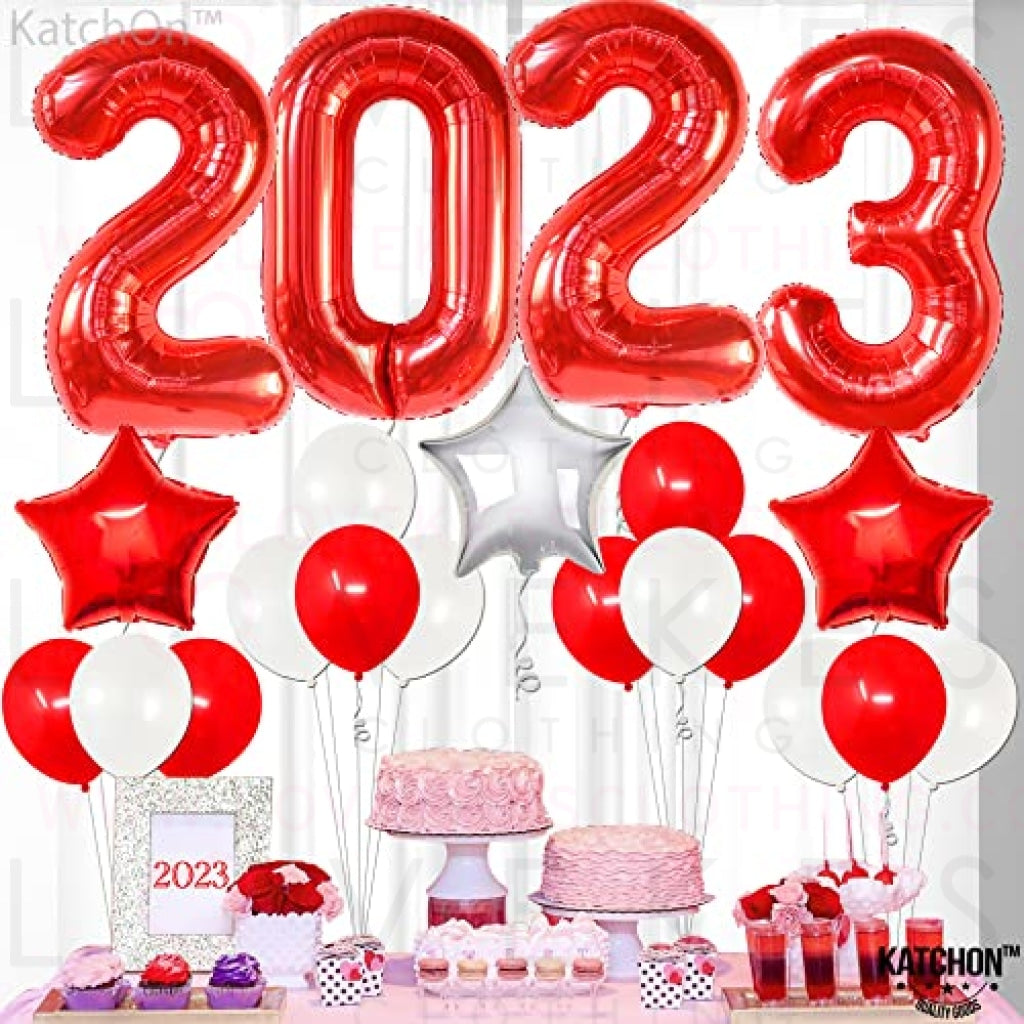 KatchOn, Red and White Graduation Decorations 2023 - Huge 40 Inch, Red 2023 Balloons | Mylar Star Balloons, Graduation Decorations Class of 2023 Red and White | Red and White Graduation Party Supplies