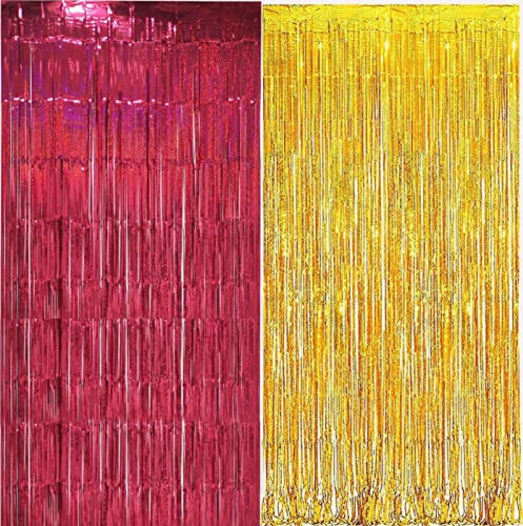 Graduation Party Decorations 2022 Maroon Gold/Fall Bridal Shower Decorations/Fall Birthday Decorations Burgundy Gold Fringe Foil Curtains for Fall