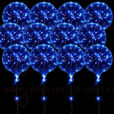 12 Packs LED Balloons Light Up Balloons 15 Inch Clear Glow in the Dark Balloons Globos Bobo Balloons with Rope Lights for Party Wedding Decoration (Blue)