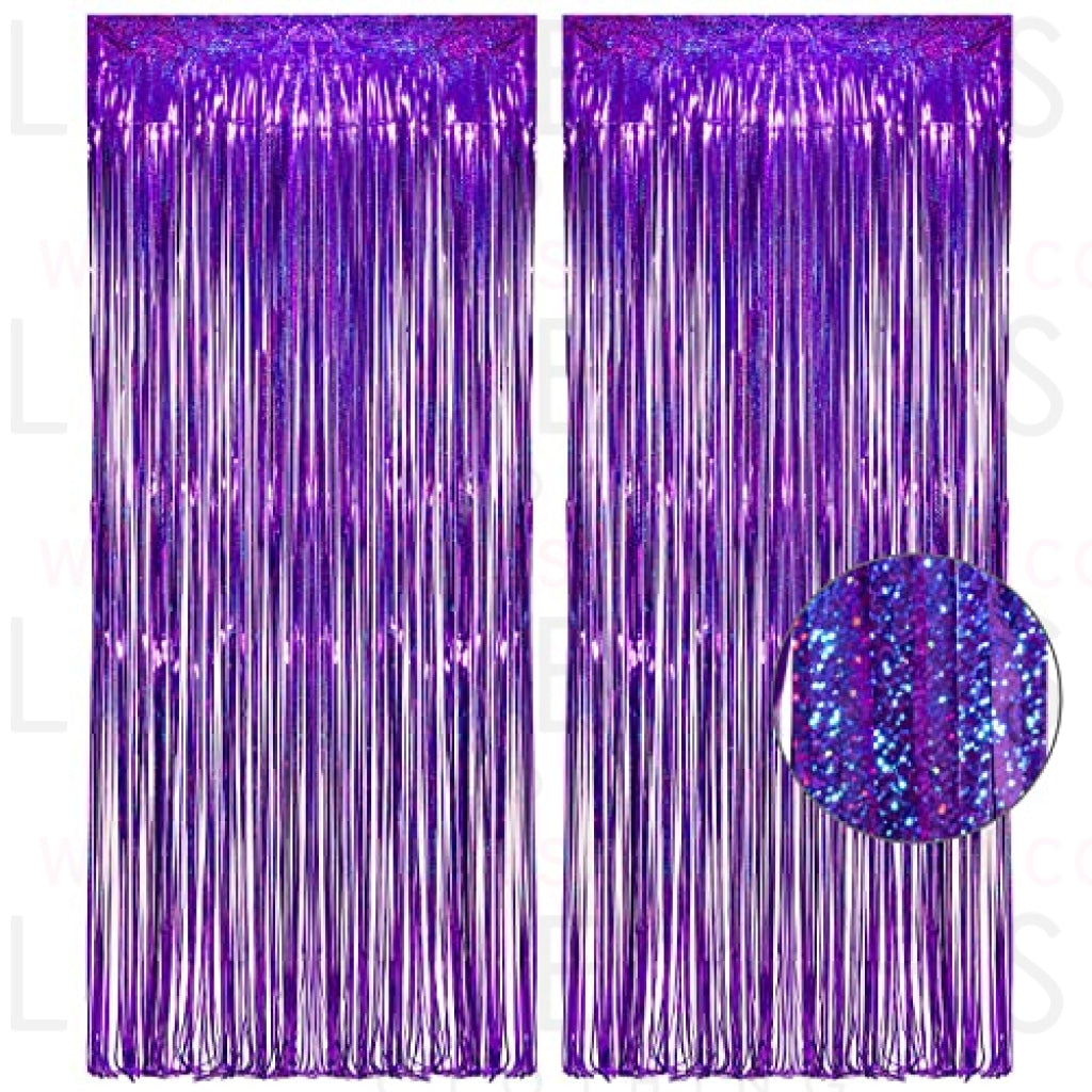 Purple Tinsel Curtain Party Backdrop - GREATRIL Foil Fringe Curtain Party Decor Photo Booth Streamers Backdrop for Mermaid Birthday Euphoria Themed Party Decorations - 1m x 2.5m - Pack of 2