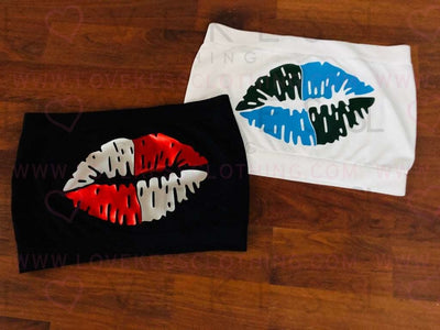 College Colorblock Lips Bandeau - lovekess - clothing