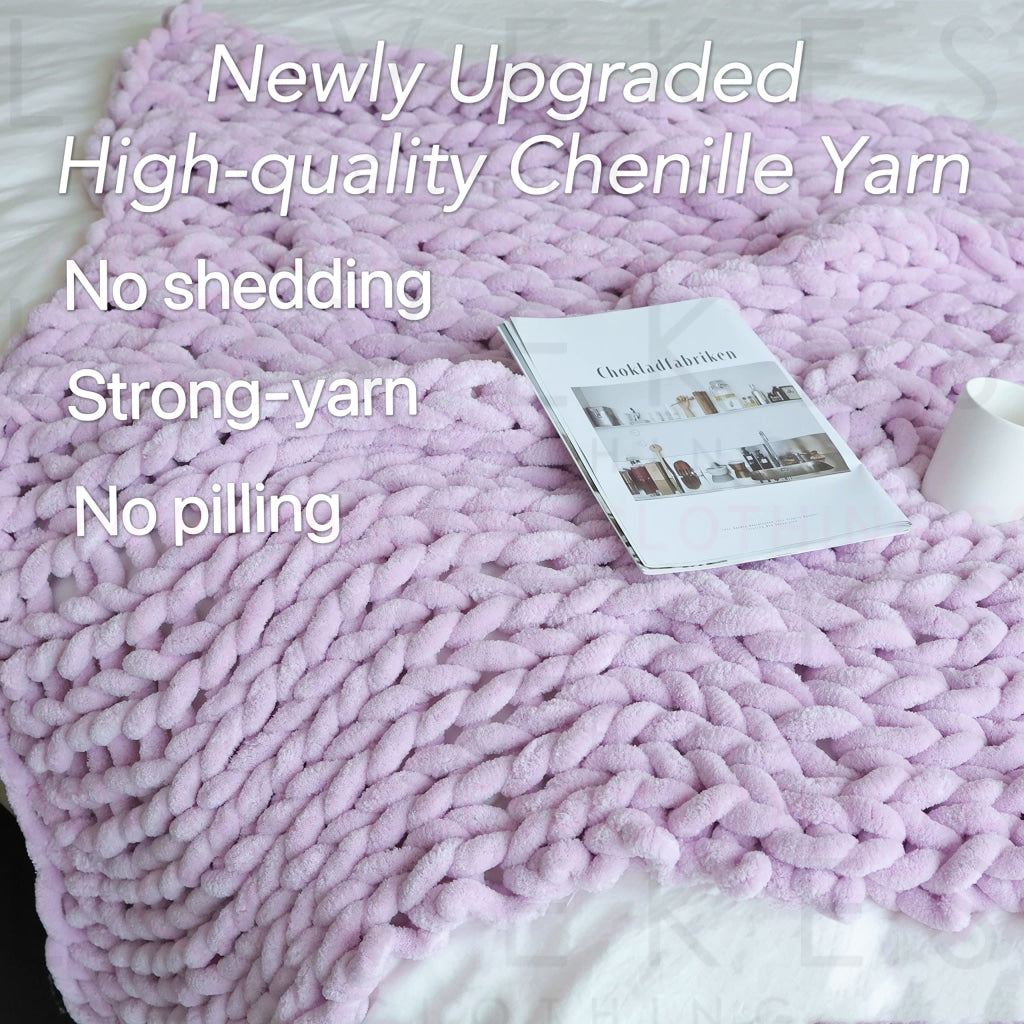 Maetoow Chenille Chunky Knit Blanket Throw （40×50 Inch）, Handmade Warm & Cozy Blanket Couch, Bed, Home Decor, Soft Breathable Fleece Banket, Christmas Thick and Giant Yarn Throws, Purple