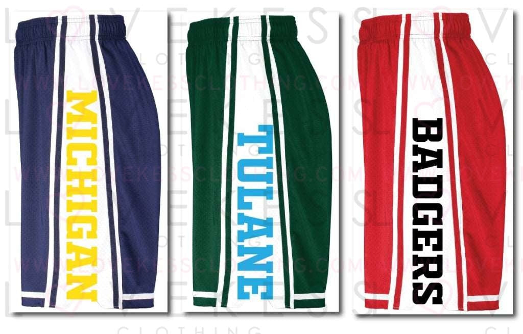 Boys College Basketball Shorts with Stripe - lovekess - clothing
