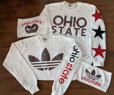 Bandana Print College Sweatshirt with Star Sleeve - lovekess - clothing