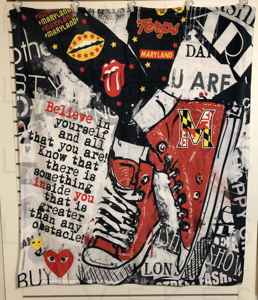 Kicking it in College Fleece Blanket - lovekess - clothing