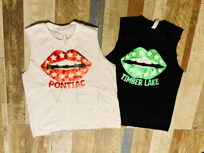 Lips and Stars Muscle T-Shirt - lovekess - clothing