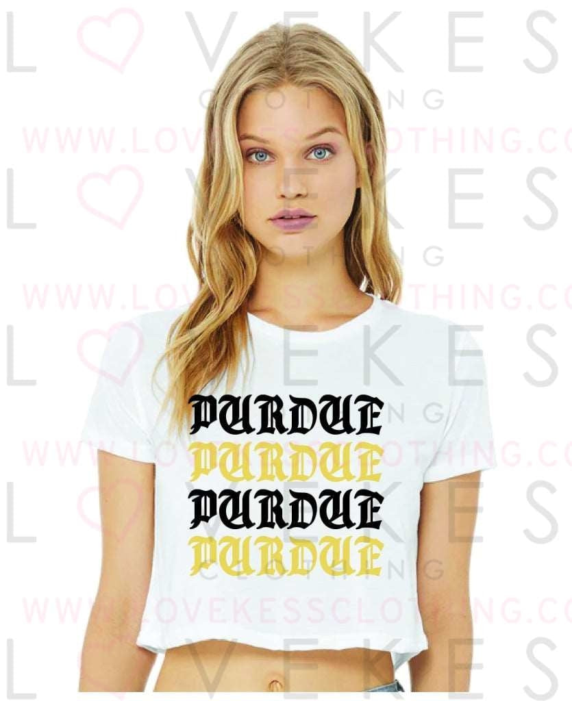 Dual Color Gothic Font Crop Tee by LoveKess Clothing - lovekess - clothing