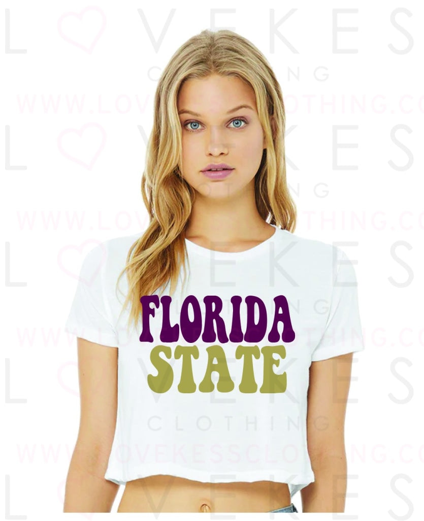 Dual Color Bubble Font Crop Tee by LoveKess Clothing - lovekess - clothing