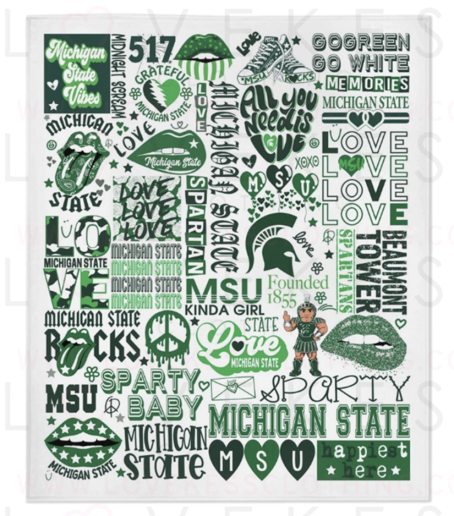 Michigan State Pop Art College Spirit Blanket by LoveKess Clothing - lovekess - clothing