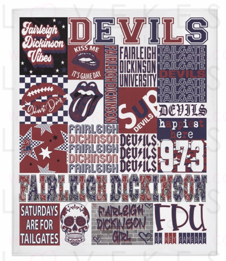 Fairleigh Dickinson University College Spirit Custom Fleece Blanket by LoveKess Clothing - lovekess - clothing