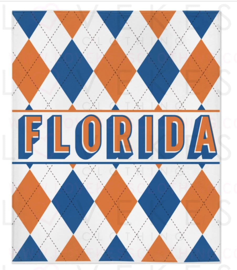 Florida Argyle College Blanket By Lovekess Clothing