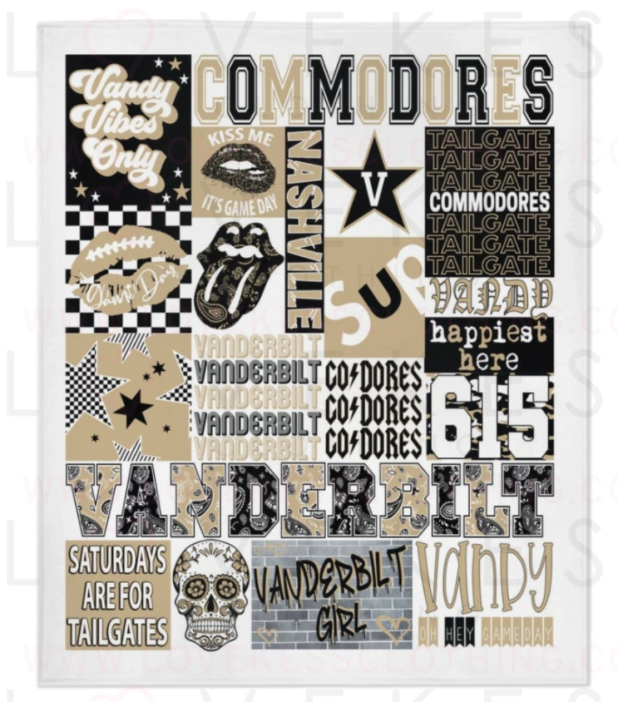 Vanderbilt University College Spirit Blanket By Lovekess Clothing
