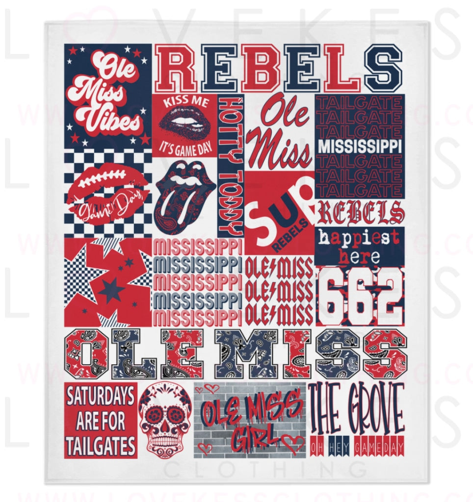 Ole Miss (University Of Mississippi) College Spirit Blanket By Lovekess Clothing