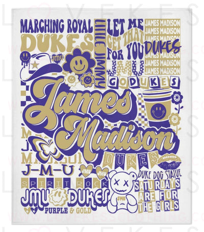 James Madison University Dukes Y2K College Blanket
