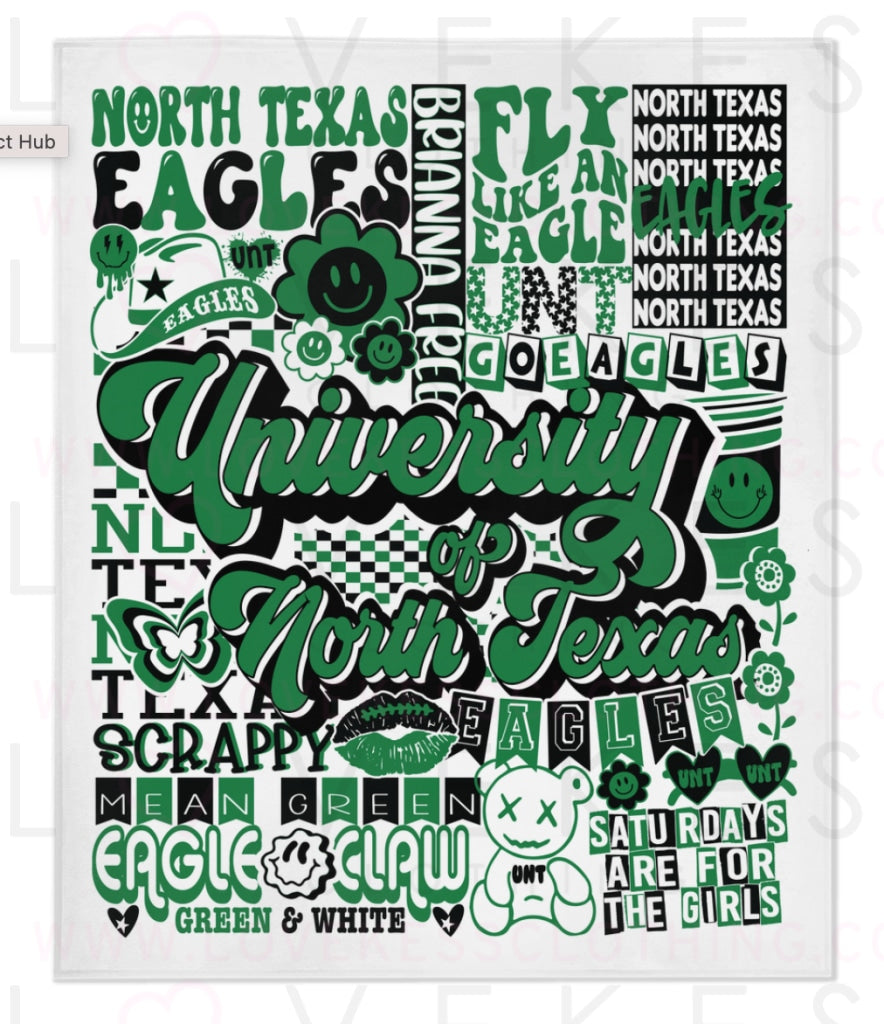 University of North Texas Y2K College Blanket