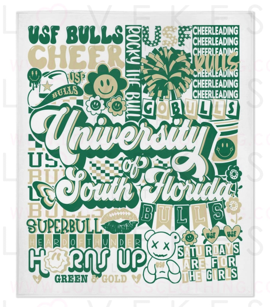 University of South Florida Cheerleading Y2K College Blanket