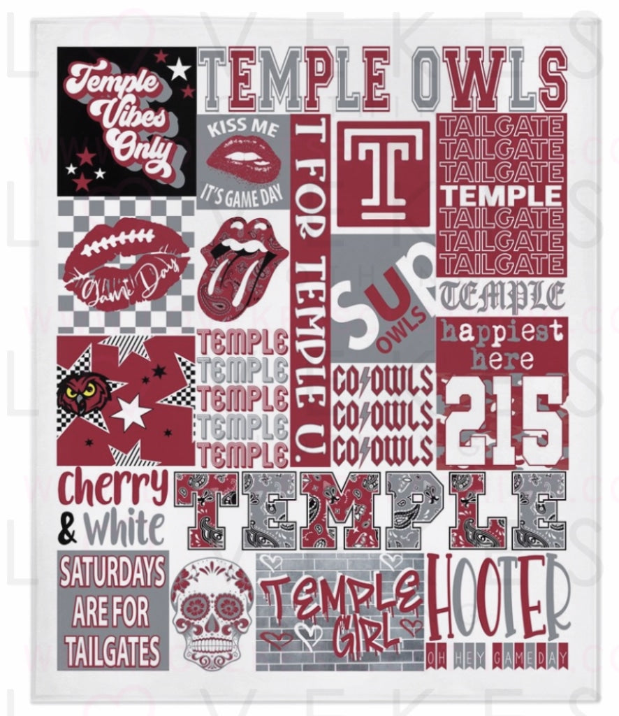Temple University College Spirit Blanket by LoveKess Clothing - lovekess - clothing