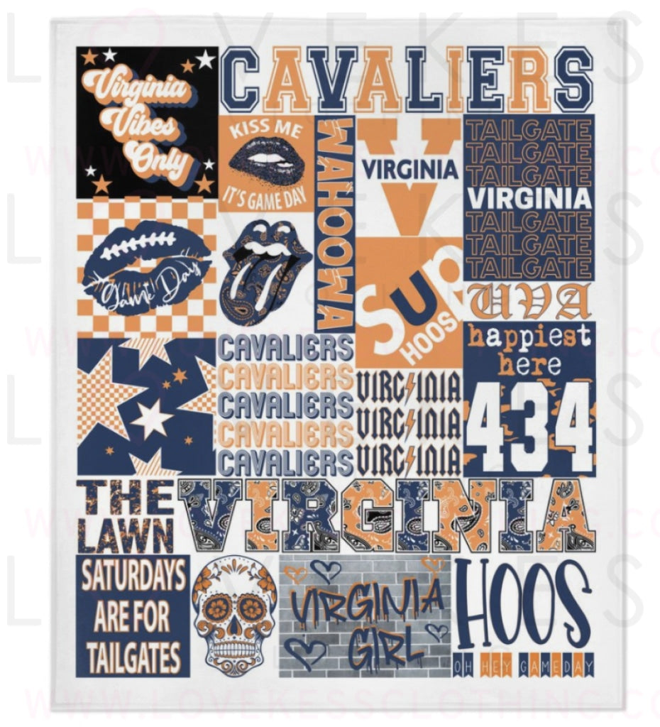 University Of Virginia (Uva) College Spirit Blanket By Lovekess Clothing