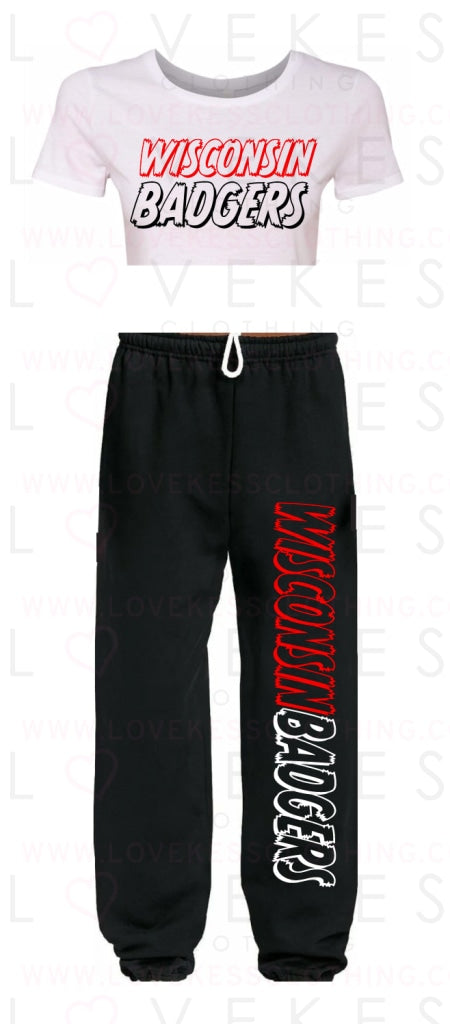 Shredded Gameday Matching Crop Tee/Sweatpant Set