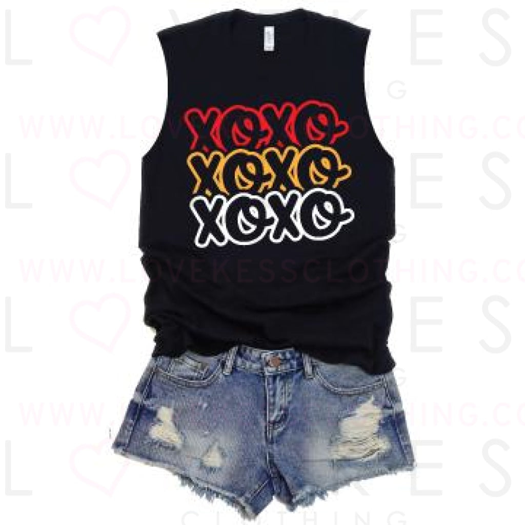 XOXO Repeat Camp Muscle Tee by LoveKess Clothing - lovekess - clothing