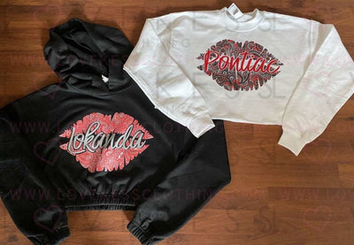 Bandana Print Camp lips Crop Sweatshirt - lovekess - clothing