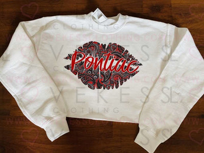 Bandana Print Camp lips Crop Sweatshirt - lovekess - clothing
