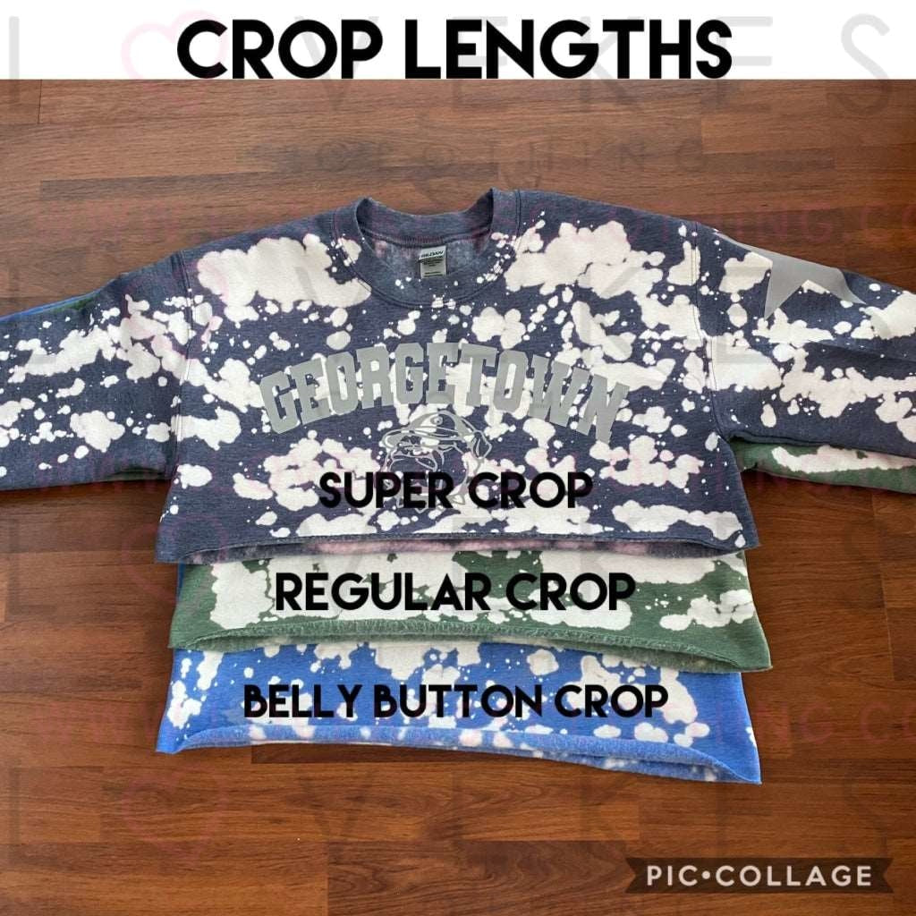 Bleached College Crop Sweatshirt with Star Sleeve - lovekess - clothing