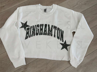 Bandana Print College Star Crop Sweatshirt