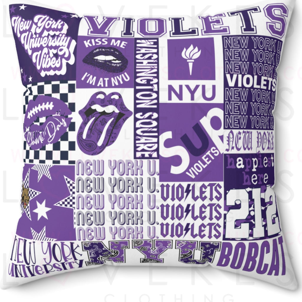 NYU College Spirit Bed Party Pillow Cover Only